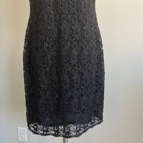 Calvin Klein Lace Overlay Sheath Dress Sleeveless Black 10 - Picture 3 of 6
